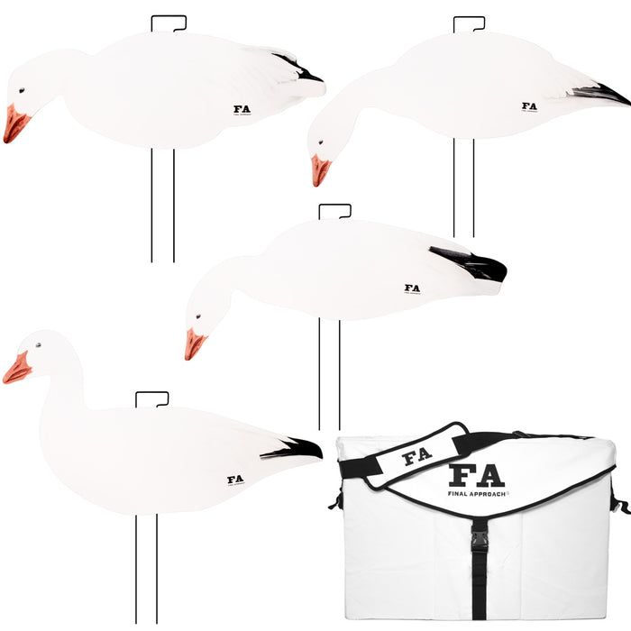Last Pass Snow Goose Silhouette Decoys With Structured Silhouette Bag – 60 Pack