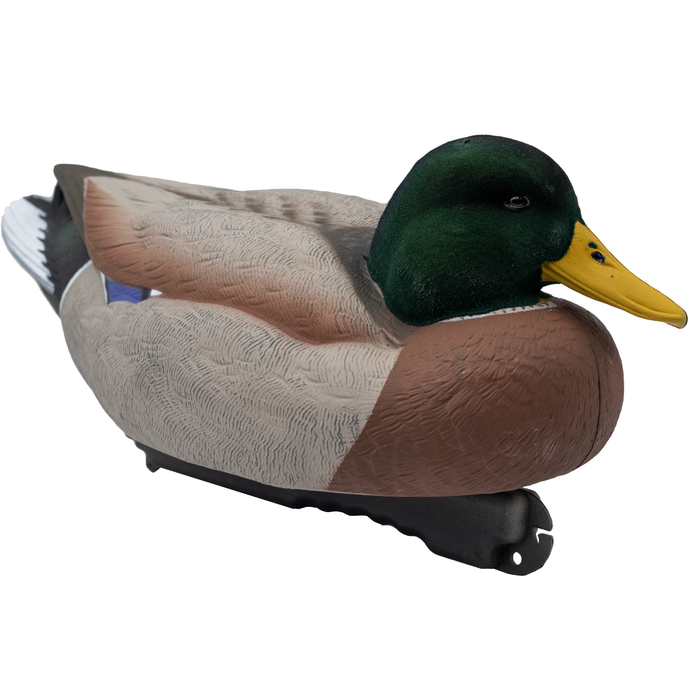 LIVE Floating Mallards - Flocked Heads With 12 Slot Decoy Bag - 12 Pack