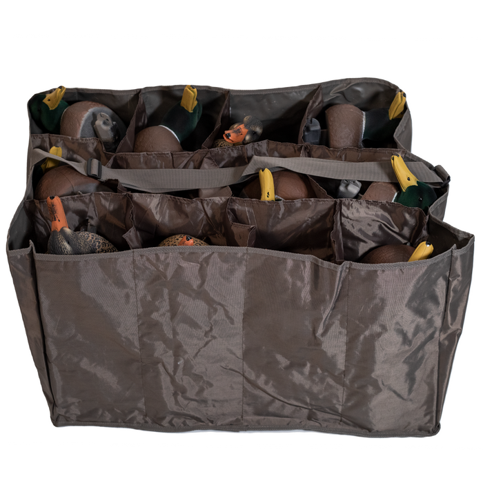 LIVE Floating Mallards - Flocked Heads With 12 Slot Decoy Bag - 12 Pack