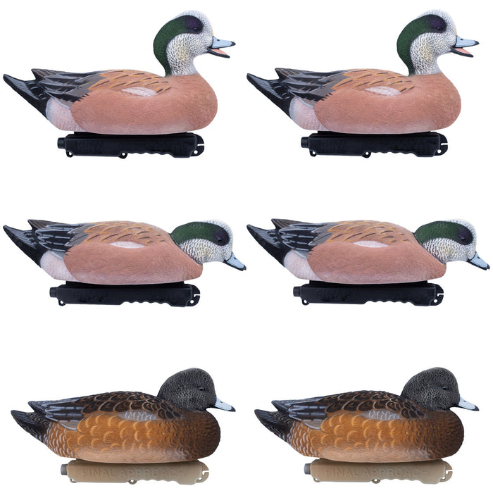 Live Fully Flocked Wigeon Floating Duck Decoys, 6 Pack