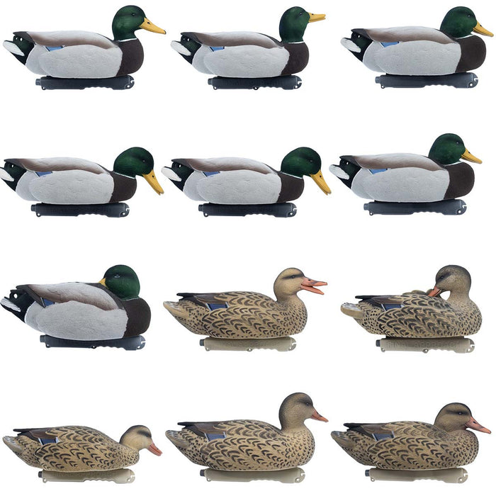 Live Mallard Floaters Fully Flocked Duck Decoy with 12-Slot Decoy Bag