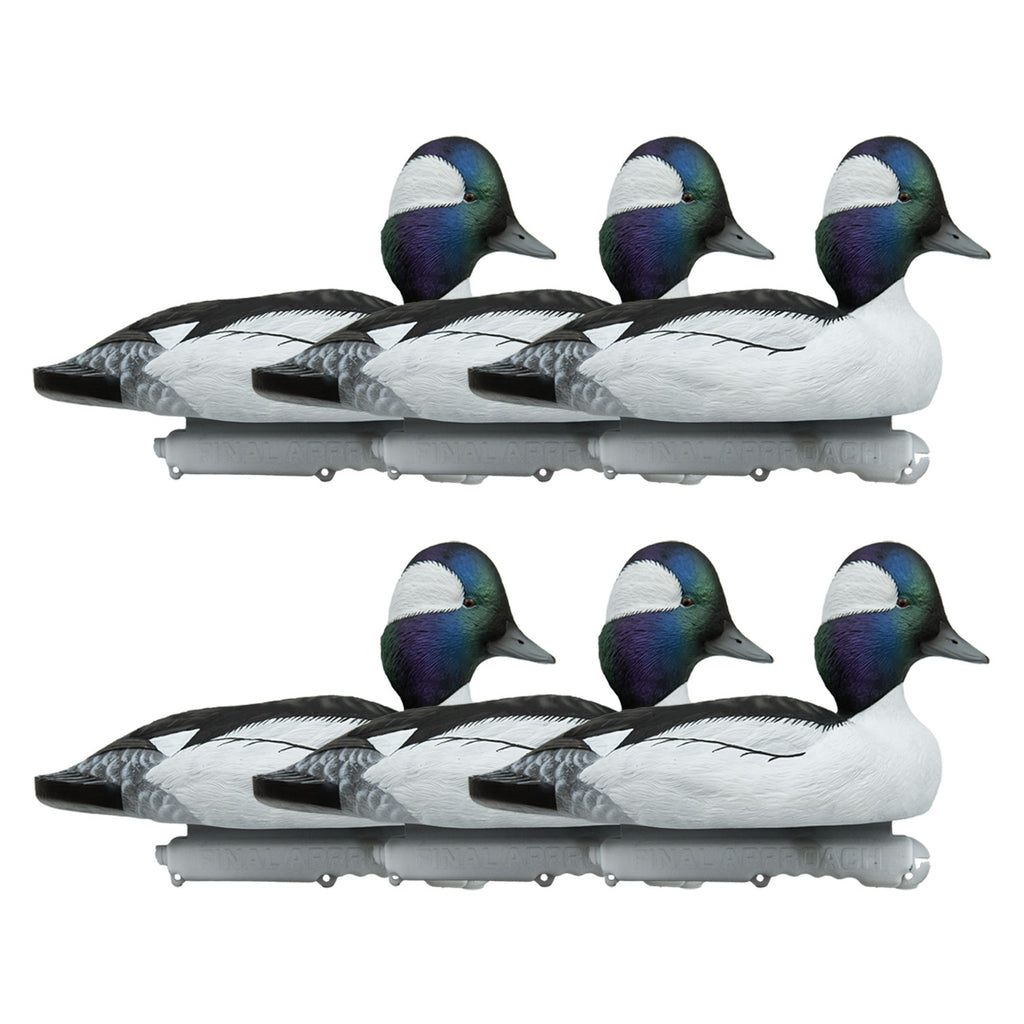 Final Approach Live Bufflehead Duck Decoys - 6 Pack, Foam Filled, Oversized, Realistic Floating Decoys