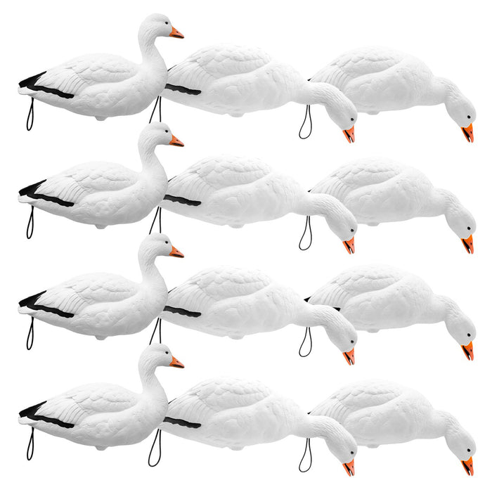 Live Full Body Snow Goose Decoys, 12 Pack