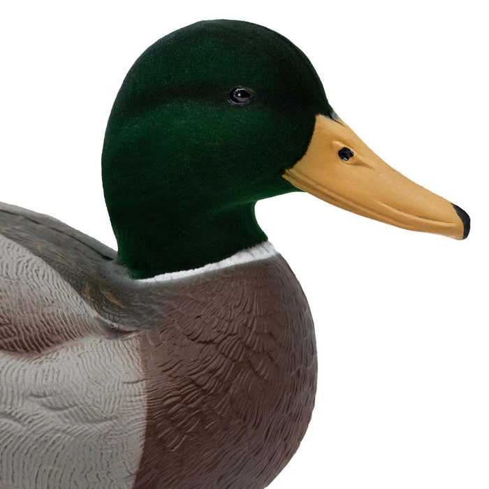 LIVE Floating Mallards - Flocked Heads With 12 Slot Decoy Bag - 12 Pack
