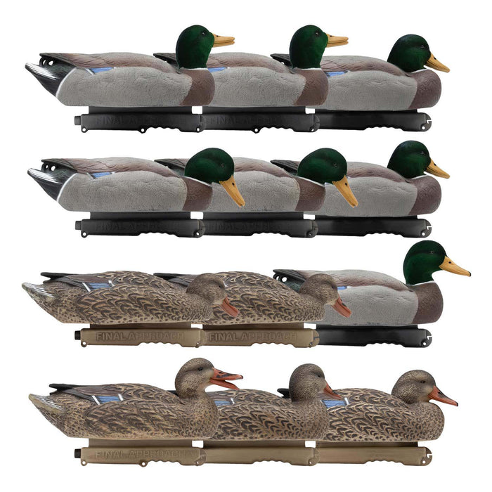 LIVE Floating Mallards - Flocked Heads With 12 Slot Decoy Bag - 12 Pack